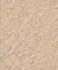 Tappeto contemporaneo Arazi Collection linea Flower crema con motivo decorativo a fiori e disegni geometrici stilizzati argento