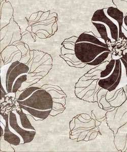 Tappeto contemporaneo Arazi Collection linea Flower grigio chiaro con motivo decorativo floreale marrone