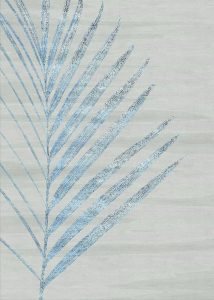 Tappeto contemporaneo Artorient della collezione Leaves Arazi Home, grigio con foglia azzurra