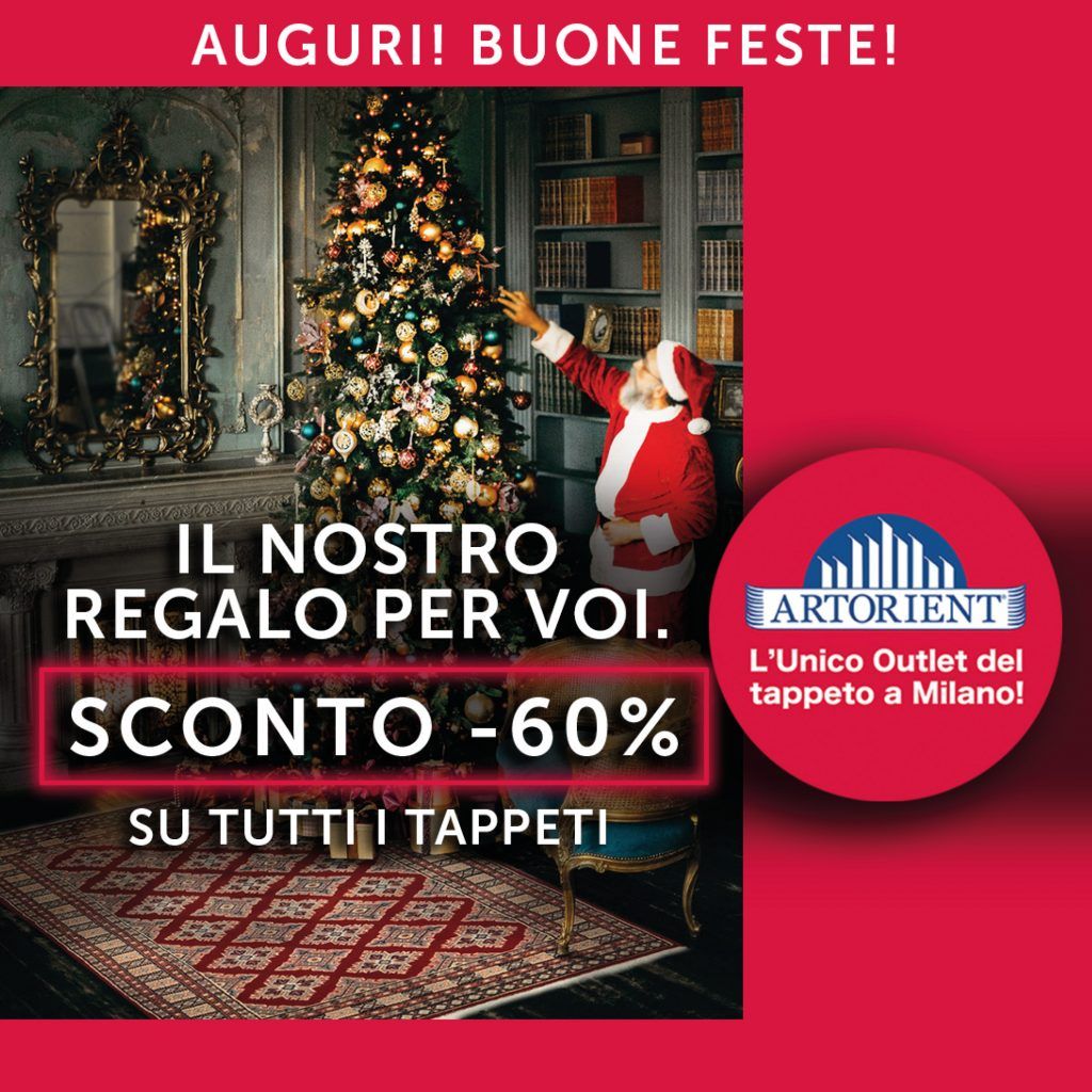 Grafica pubblicitaria Offerte di Natale - 60% su tutti i tappeti in stock